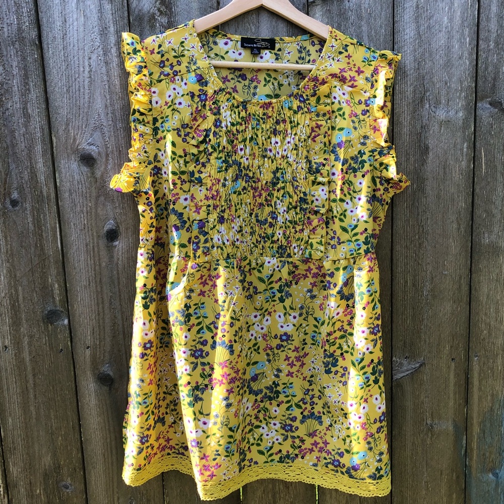 Yellow Floral Dressy Tank